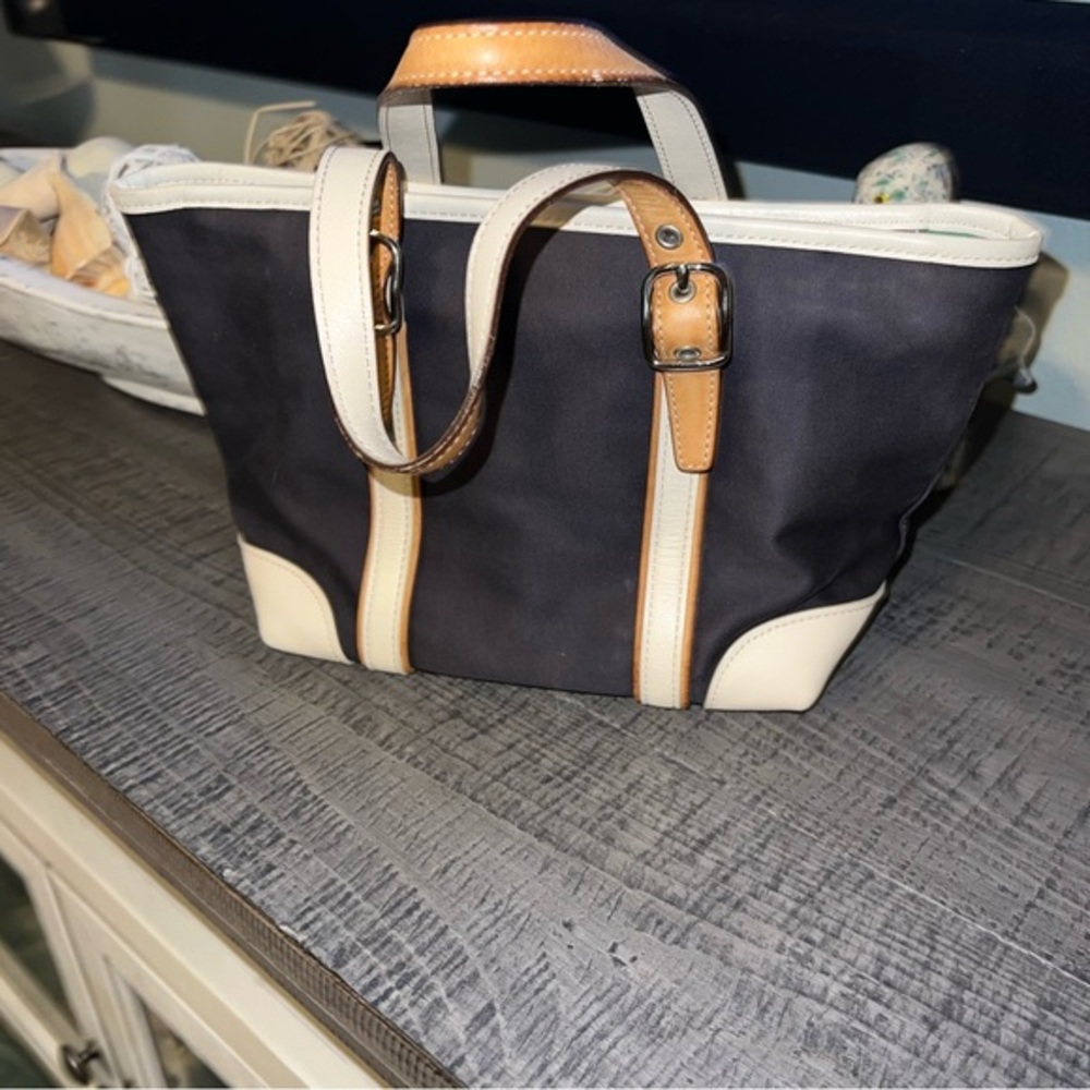 Coach Hampton Navy Blue Mini Canvas Tote